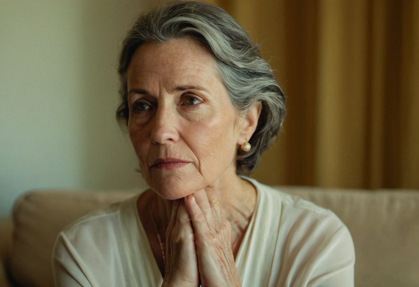 Illustrative portrait of a thoughtful mature woman