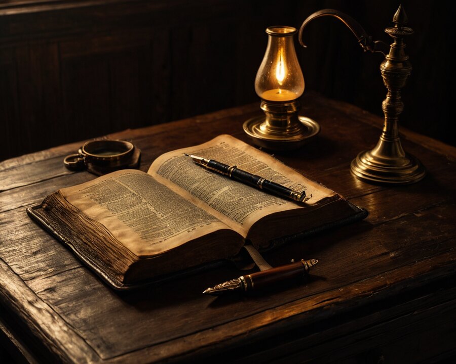 An open Bible and notes on a study desk